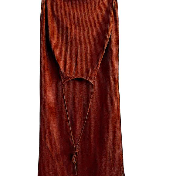 Summer Solstice Boho Halter Dress Rust Stylish Comfortable - Picture 1 of 2